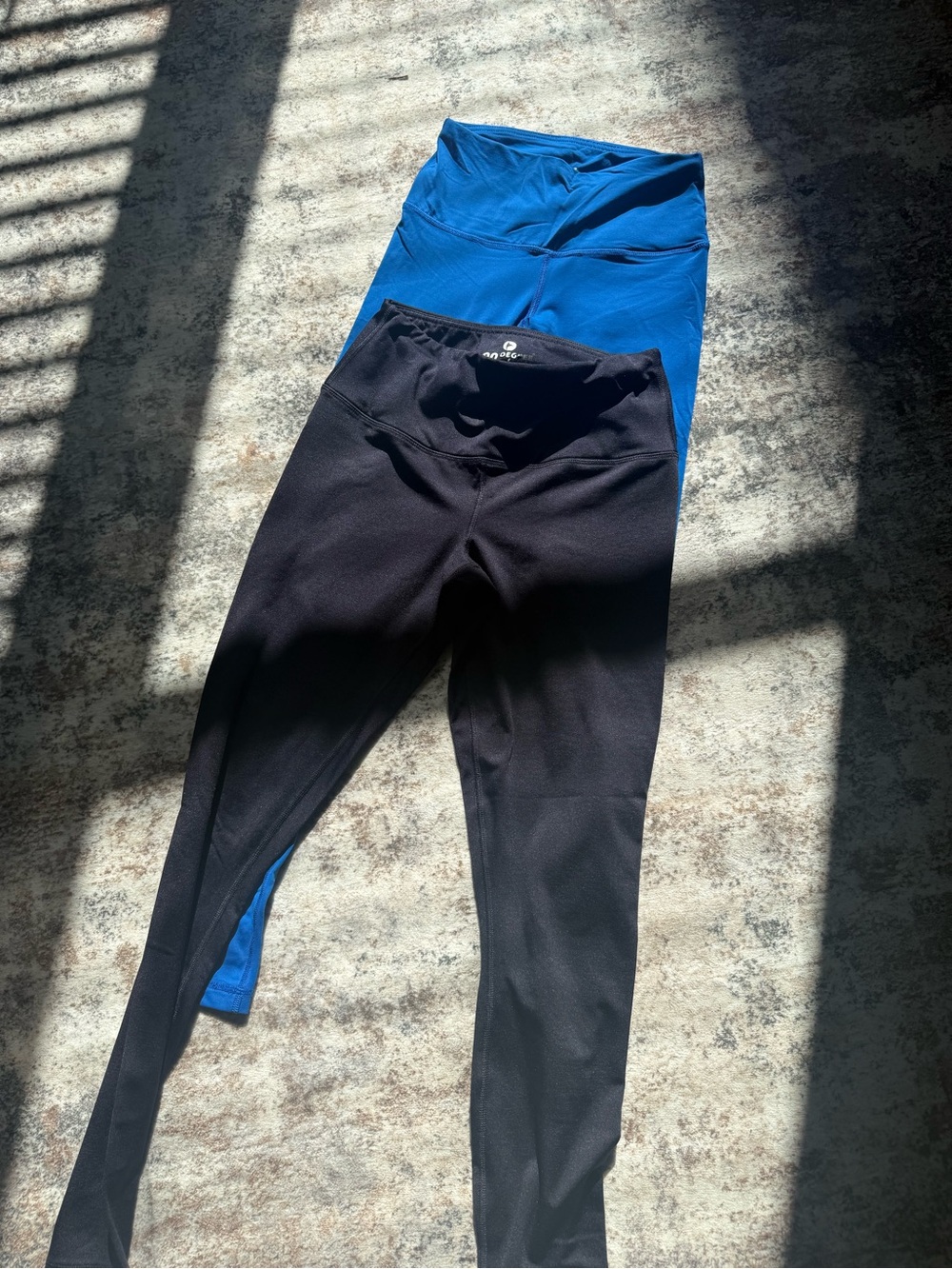 90 Degree By Reflex Black and Blue High-Waist Active Leggings Duo